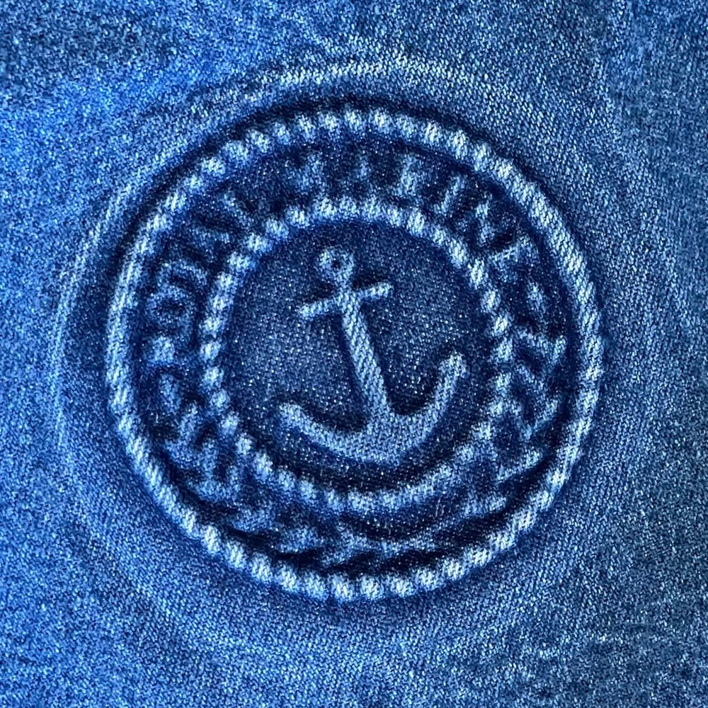 OshKosh Girls Vintage Skirtall Overall Denim Blue Nautical Logo 5T - Picture 4 of 8